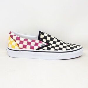 Vans Checkerboard Slip-On Sneakers - Black, White, Pink, Yellow